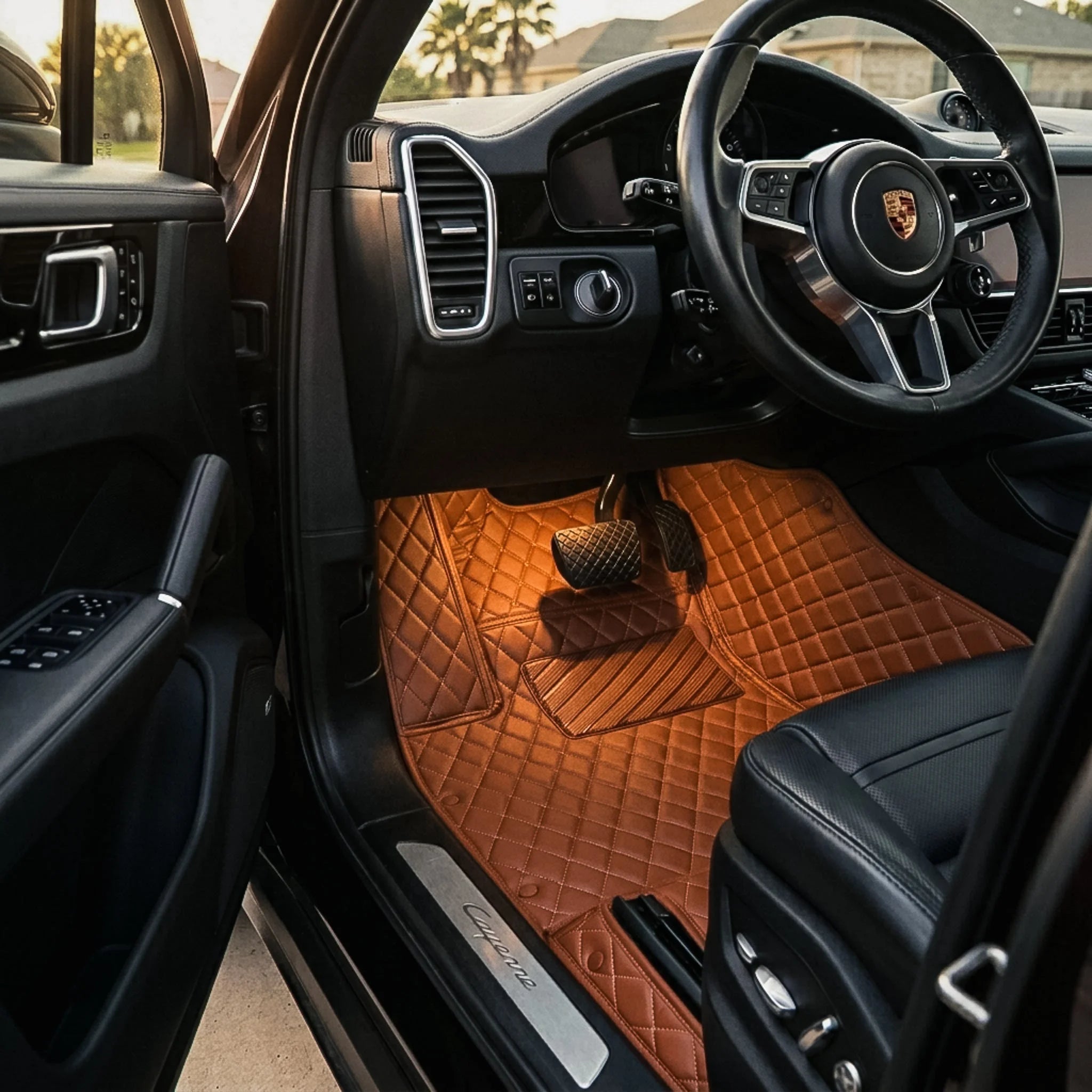 Maßgeschneiderte Luxus Autofußmatten Diamond Edition - Caramel Braun