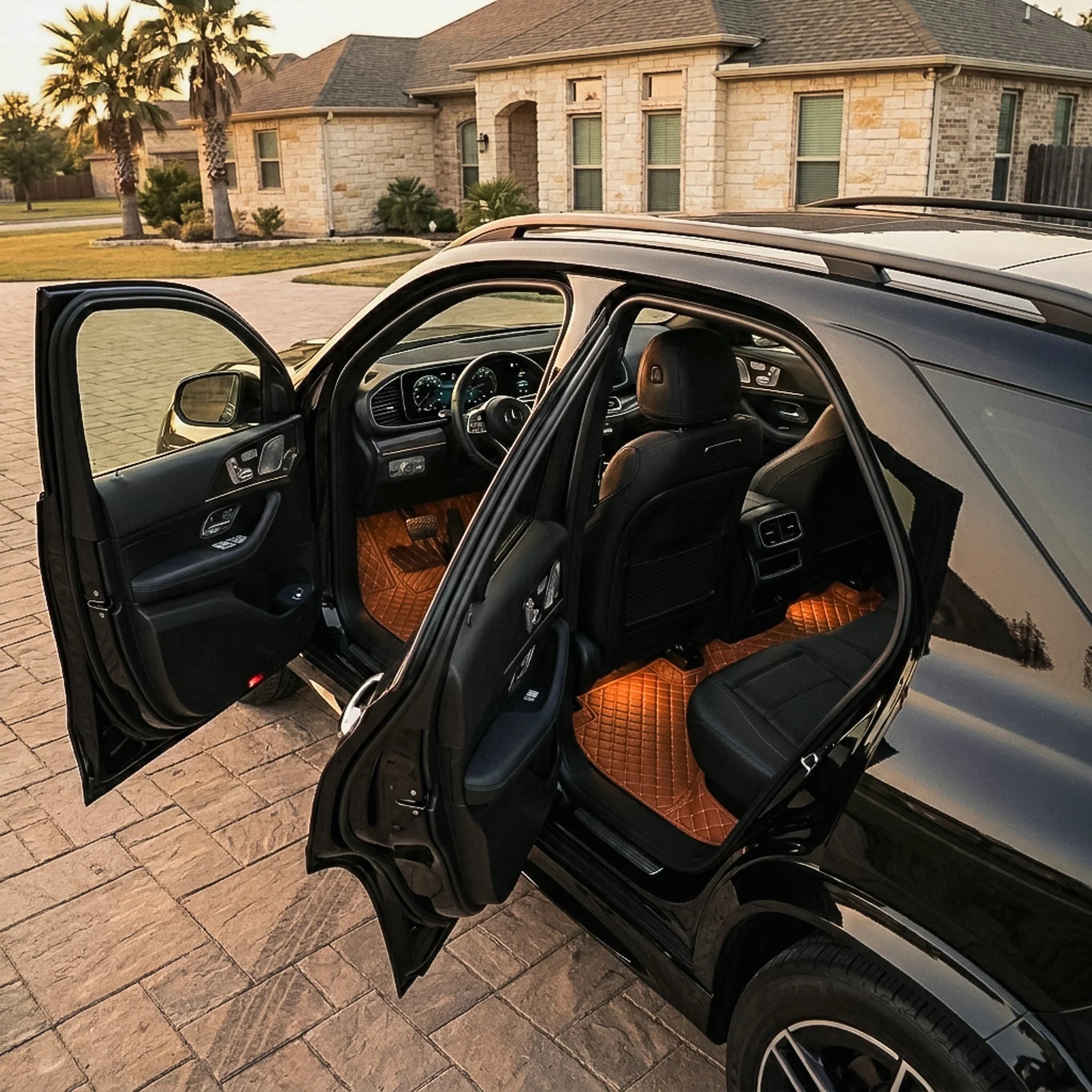Maßgeschneiderte Luxus Autofußmatten Diamond Edition - Caramel Braun