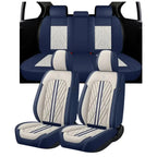 PREMIUM Sitzbezüge Nappa-Leder Schwarz-Blau Vorne & Hinten