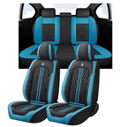 PREMIUM Sitzbezüge Nappa-Leder Schwarz-Hellblau Vorne & Hinten