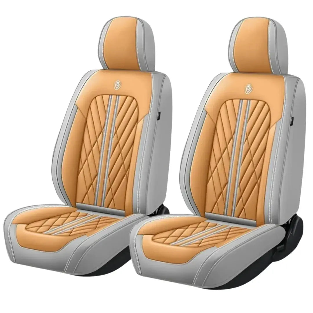 PREMIUM Sitzbezüge Nappa-Leder Grau-Grün Vorne & Hinten