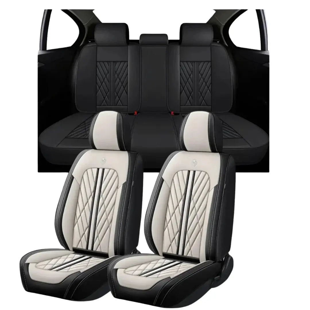 PREMIUM Sitzbezüge Nappa-Leder Beige-Schwarz Nur Vorne