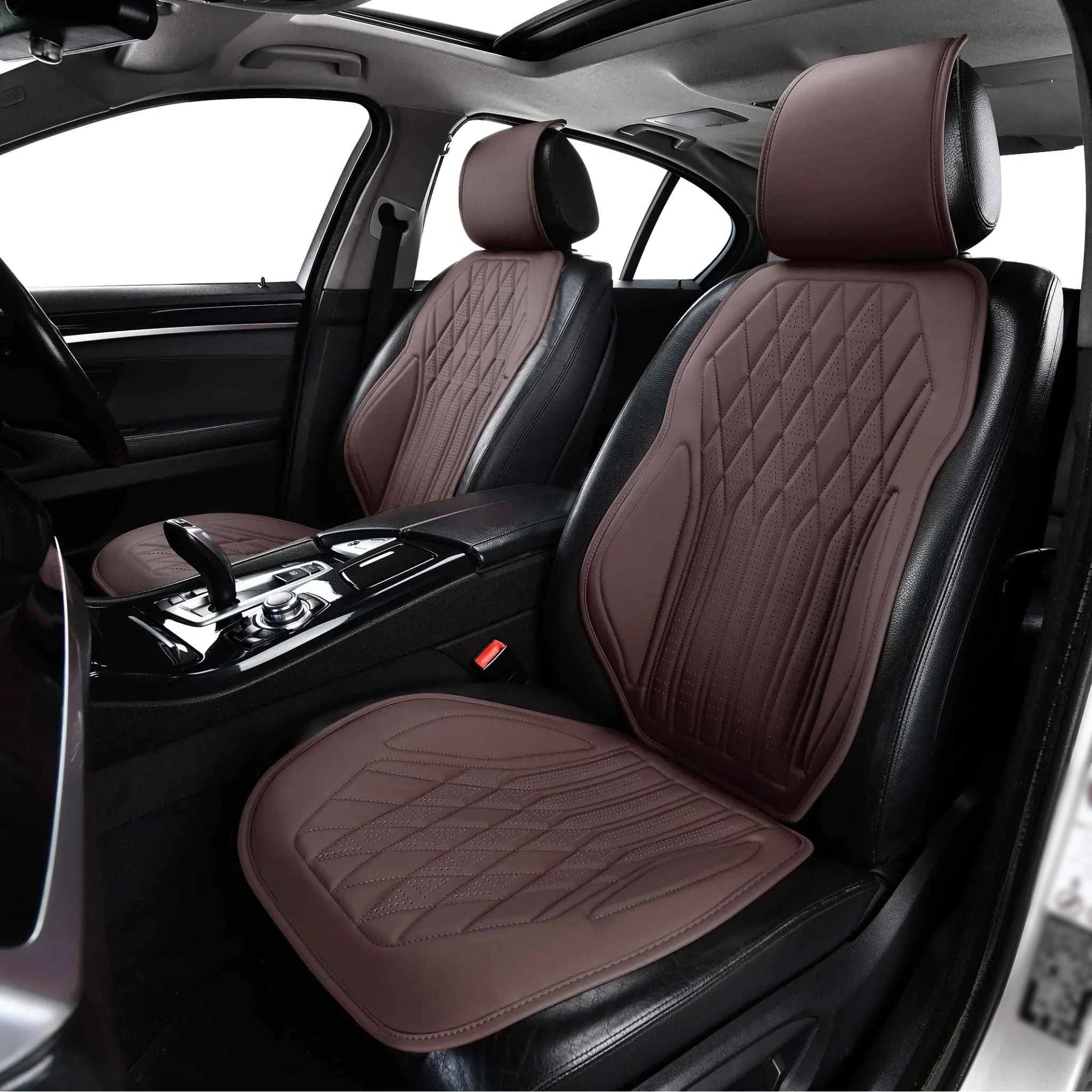 PREMIUMMATTEN Diamond seat protectors in Chocolate Brown in the car