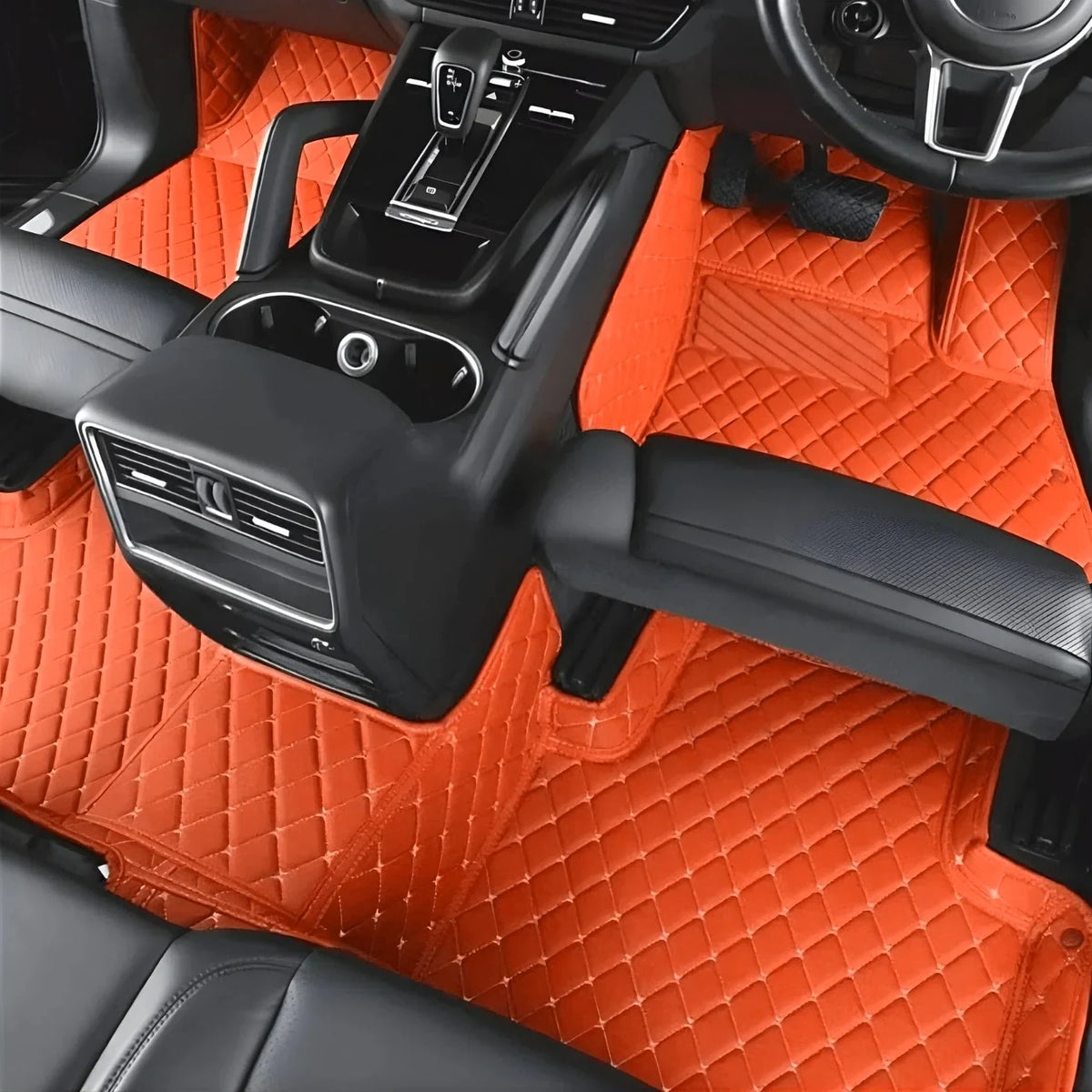 Premium tailored car mats in orange